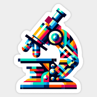 Vibrant Science Microscope: Artistic Laboratory Tool Sticker